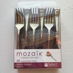 Heavy Weight Plastic mozaik Appetizer Forks - Silver